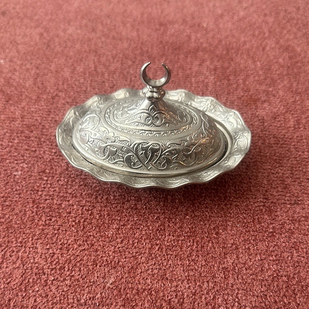 Ornate Silver Engraved Accent Dish